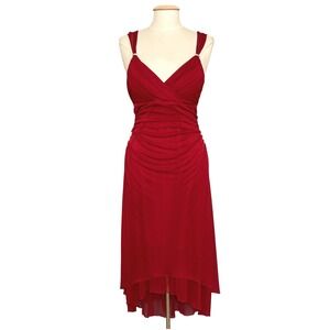 VTG Scarlett Nite Womens Dress 14 Red Ruched Chiffon Romantic Formal Elegant